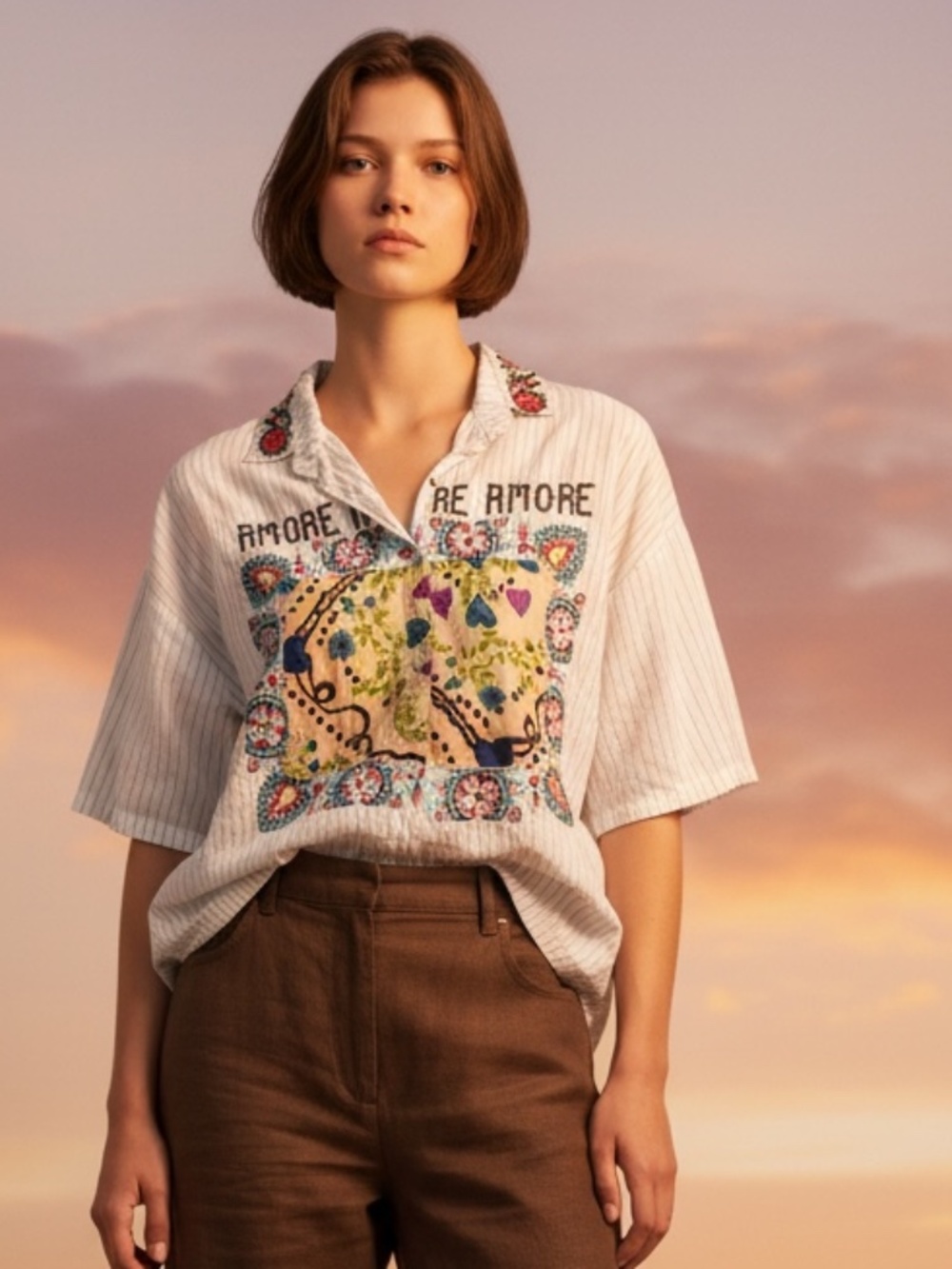 Unique Amore Amore embroidered vintage button up from Desigual